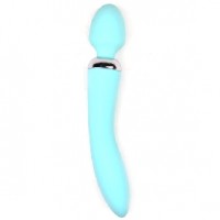 Wand Massager Dual Vibrators, 10 Functions EACH END, Rechargeable, Teal, BOTH ENDS VIBRATE INDEPENDENTLY